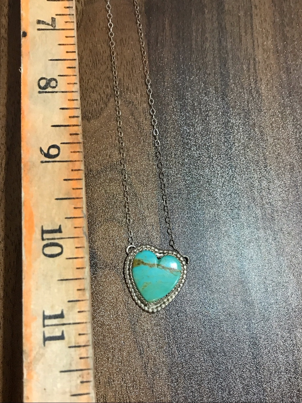 Sterling Silver Turquoise Heart Pendant Necklace | Genuine Turquoise | Southwest - Picture 5 of 6